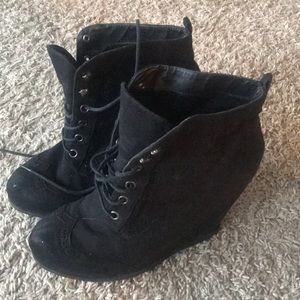 Black lace up booties